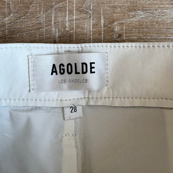 AGOLDE Recycled Leather Riley Long Pants Size 28 Lace White - Picture 7 of 11
